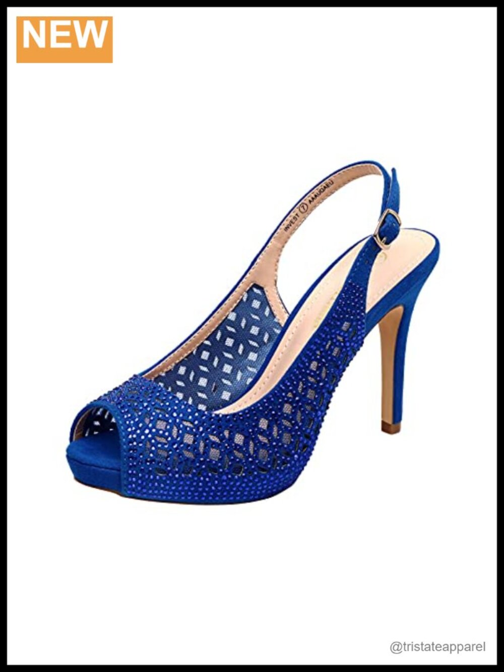 Women's Platform Peep Toe Pump Heels Slingback Rhinestone Mesh Wedding
